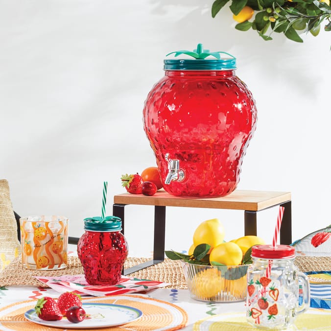 The Outdoor Living Collection Strawberry Glass Drink Dispenser 6L