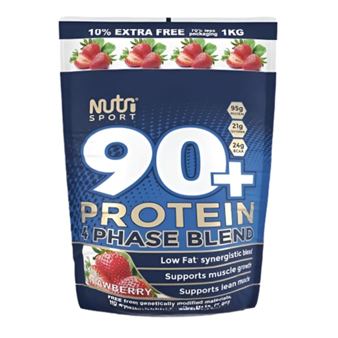 NutriSport 90+ Protein 4 Phase Blend 1kg - Strawberry