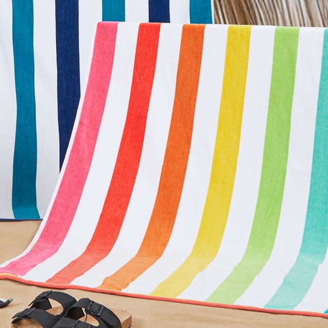 Hello Summer Stripe Beach Towel