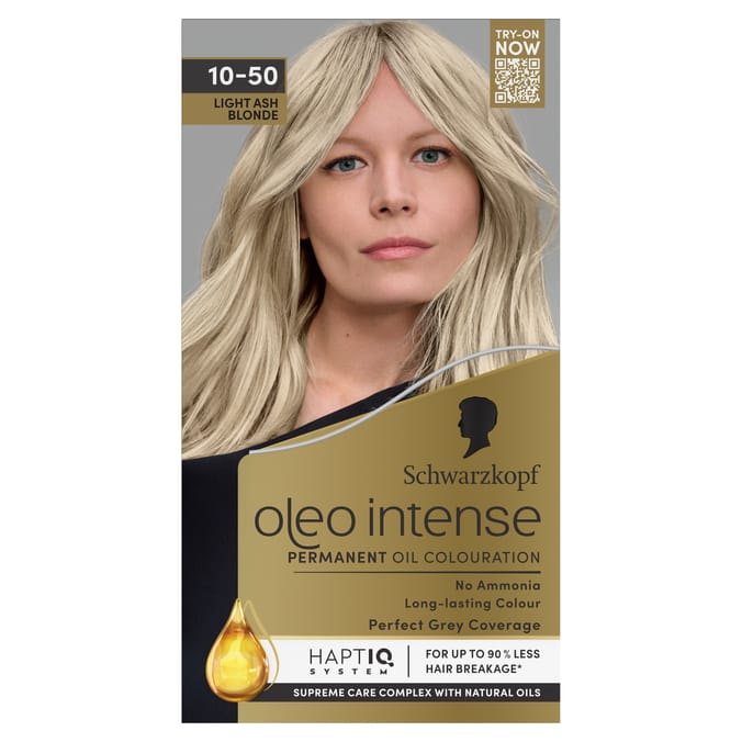 Schwarzkopf Oleo Intense Permanent Oil Colouration Hair Dye - 10-50 Light Ash Blonde