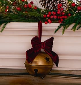 Winter Charm Gold Bell With Velvet Top Bow