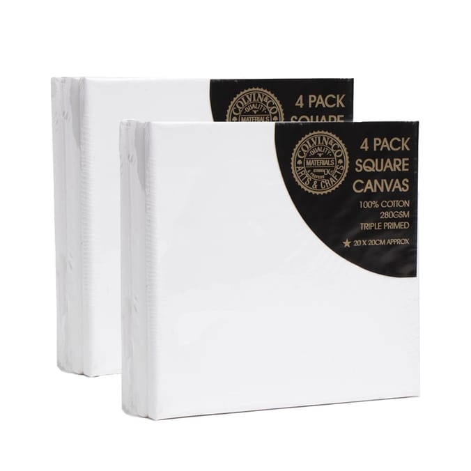 Colvin & Co Artists 20x20cm Canvas 4 Pack x2