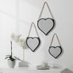 Home Rope Hanging Heart Mirrors Set of 3