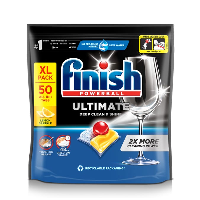 Finish Ultimate Deep Clean & Shine Dishwasher Tablets 50 Tabs - Lemon
