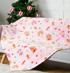Sleigh Bells Super Soft Throw - Candy Cane