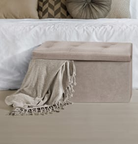 Home Collections Large Poly Linen Ottoman - Beige