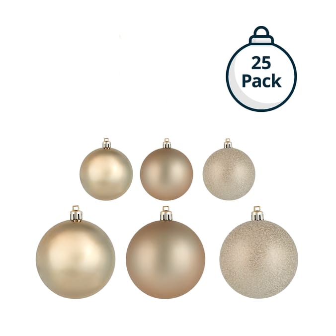 Festive Feeling Mixed Size Christmas Baubles 25 Pack