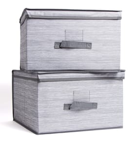Home Solutions Large Storage Boxes with Lids - Grey x2