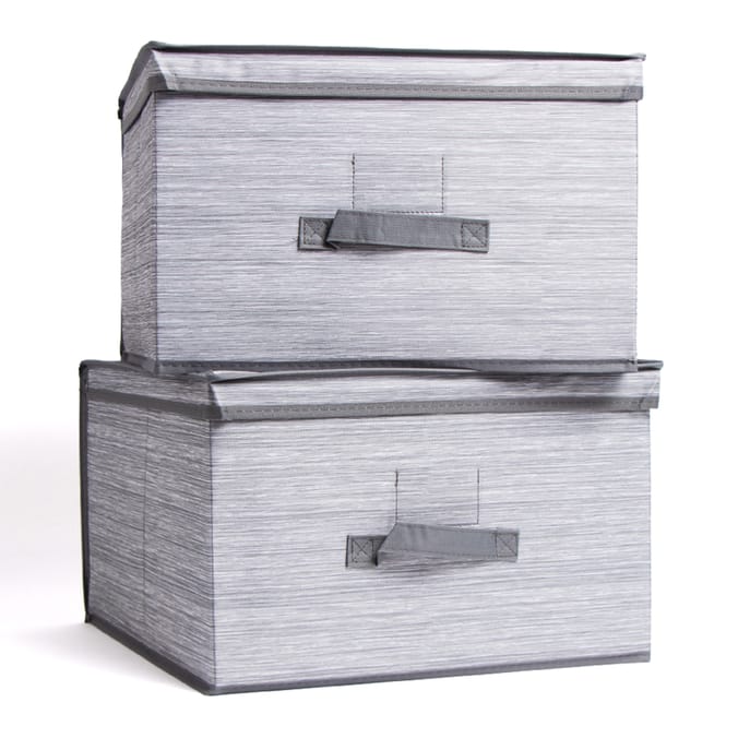 Home Solutions Large Storage Boxes with Lids - Grey x2