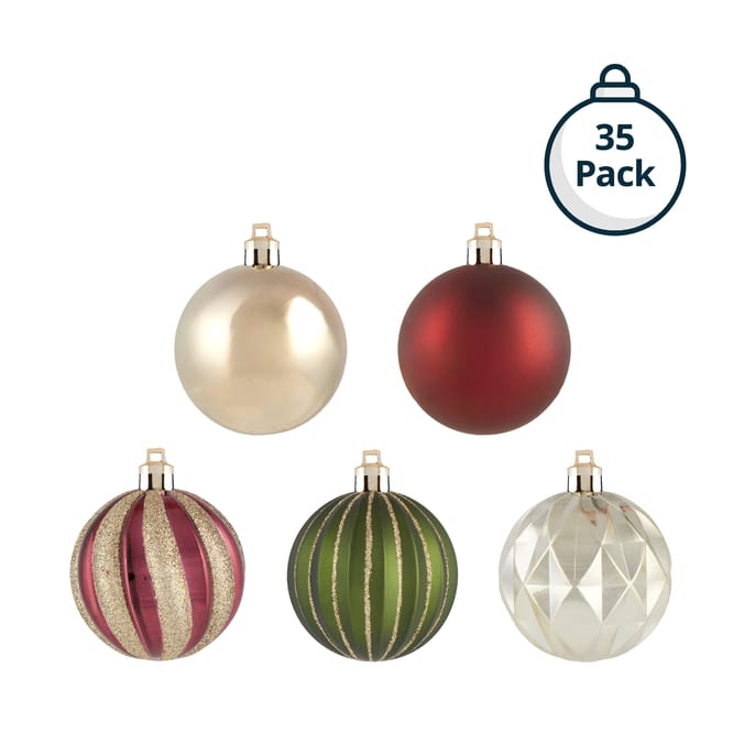 Festive Feeling 7cm Christmas Baubles 35 Pack - Traditional