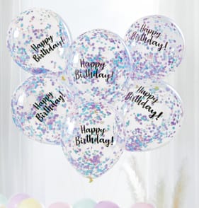 Let's Party Pastel Confetti Balloons 6 Pack