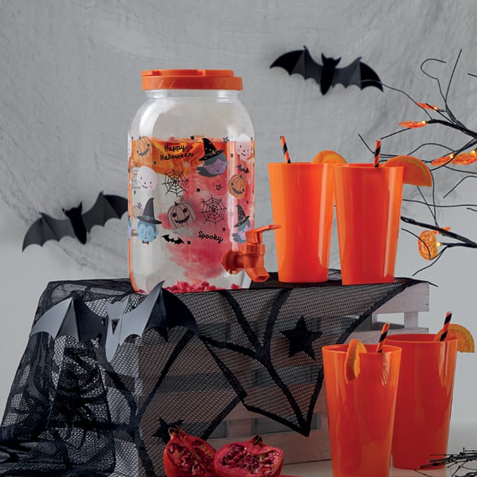 Haunted House Halloween Drink Dispenser With 4 Cups