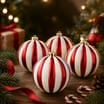  Sleigh Bells 12cm Candy Cane Christmas Baubles 4 Pack