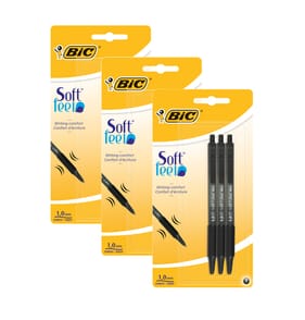 Bic Soft Feel Retractable Ballpoint Pens Black 3 Pack x3
