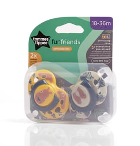 Tommee Tippee Fun Soother 2 Pack 18-36m Patterned - Yellow Dog