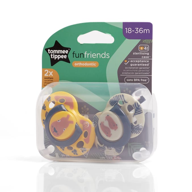 Tommee Tippee Fun Soother 2 Pack 18-36m Patterned