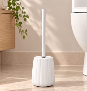 Bath Plastic Toilet Brush & Holder - White