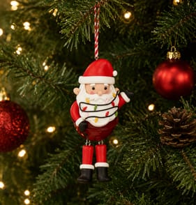 Sleigh Bells Novelty Clay Hanging Decoration - Santa
