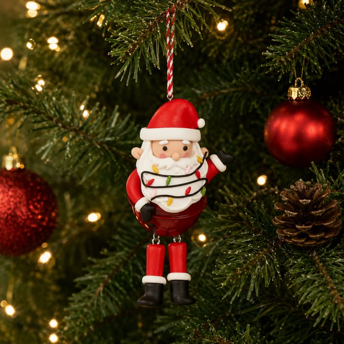 Sleigh Bells Novelty Clay Hanging Decoration - Santa