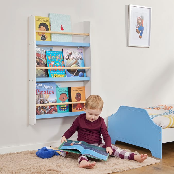 Liberty House Toys Kids Picture Book Wall Bookshelf - White & Blue