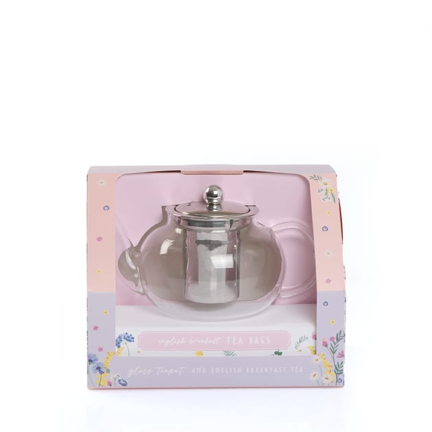 Glass Teapot & English Breakfast Tea Set | Home Bargains