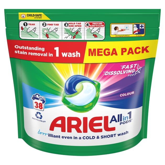 Ariel All-in-1 Pods Washing Liquid Capsules 38 Washes | Home Bargains