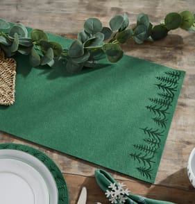 Festive Feeling Felt Table Runner 112 x 38cm - Green