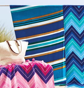 Hello Summer Beach Towel - Navy Stripe