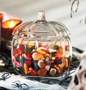 Haunted House Glass Pumpkin Sweet Jar