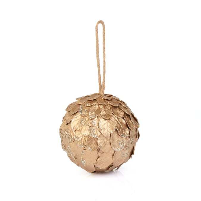 Winter Luxe Gold Leaves Bauble