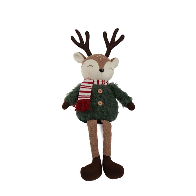 Sleigh Bells Sitting Plush Reindeer - Boy