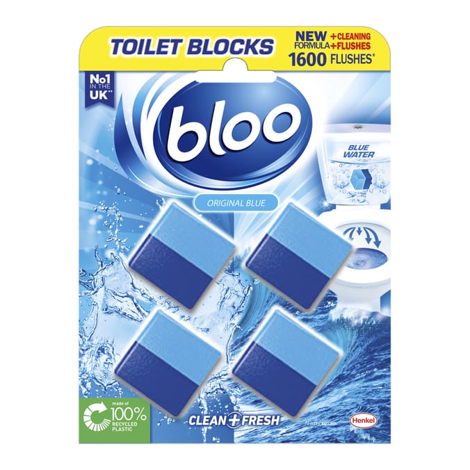 Bloo 2in1 In-Cistern Toilet Blocks 4x 50g - Original Blue