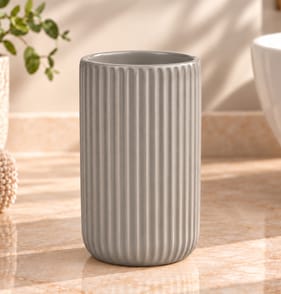 Ribbed Ceramic Tumbler - Grey