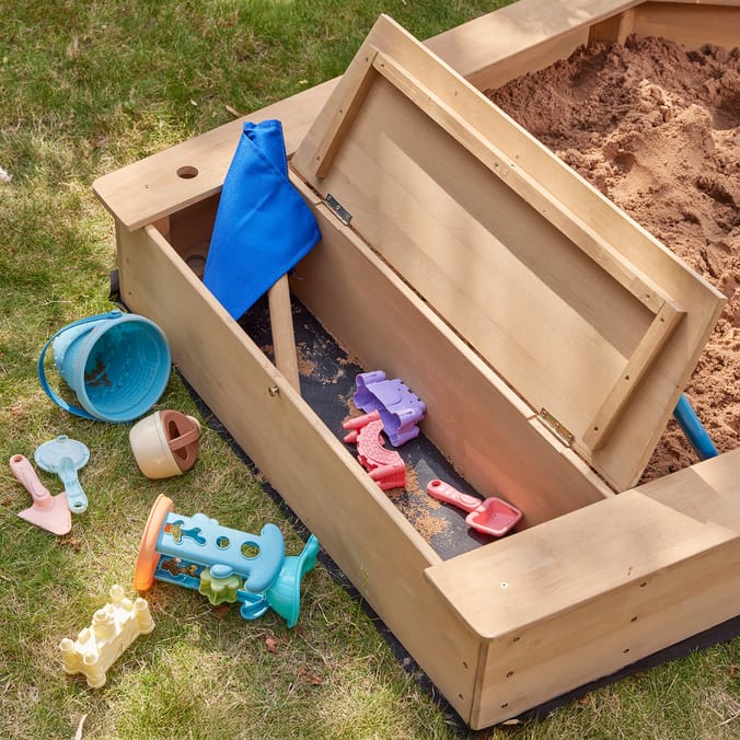 Liberty House Toys Kids Boat Sandpit with Seating and Cover