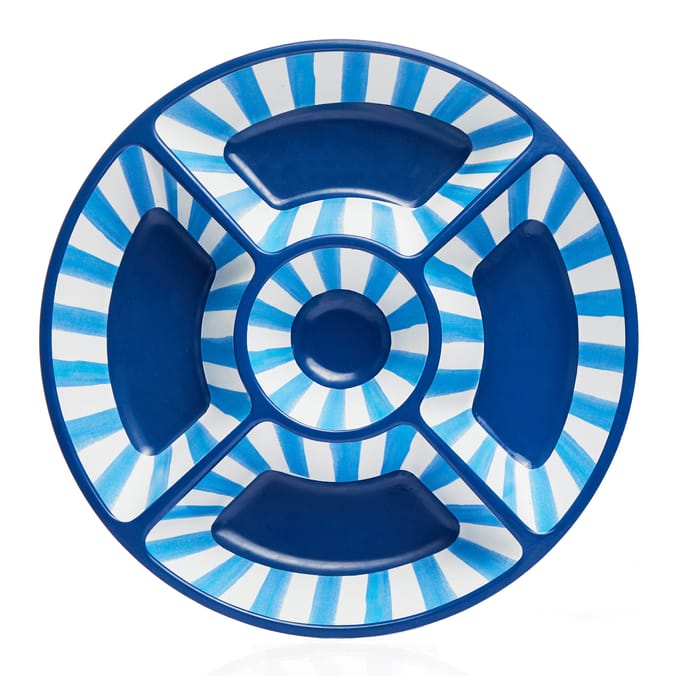 The Outdoor Edit Mediterranean Five Section Tray - Blue