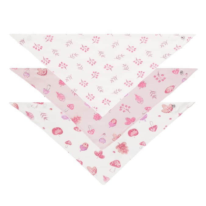 Pure Baby Bandana Bib 3 Pack - Pink