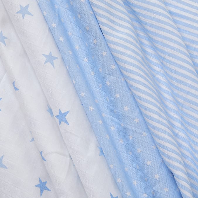 3-Pack GOTS Striped Muslin Cloths Blue / Praline / Creme Cam Cam Copenhagen  - Melijoe