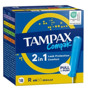 Tampax Compak Regular Tampons With Applicator 18 Pack