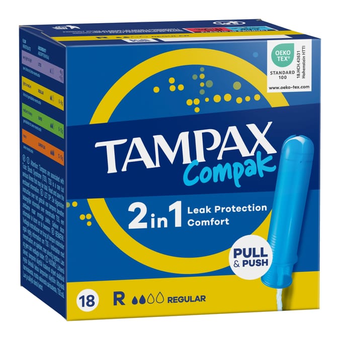 Tampax Compak Regular Tampons With Applicator 18 Pack
