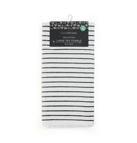 Open Kitchen Large Tea Towels - Grey Stripe