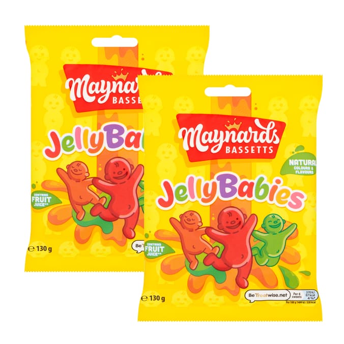 Maynards Bassetts Jelly Babies Sweets Sharing Bag 130g x2