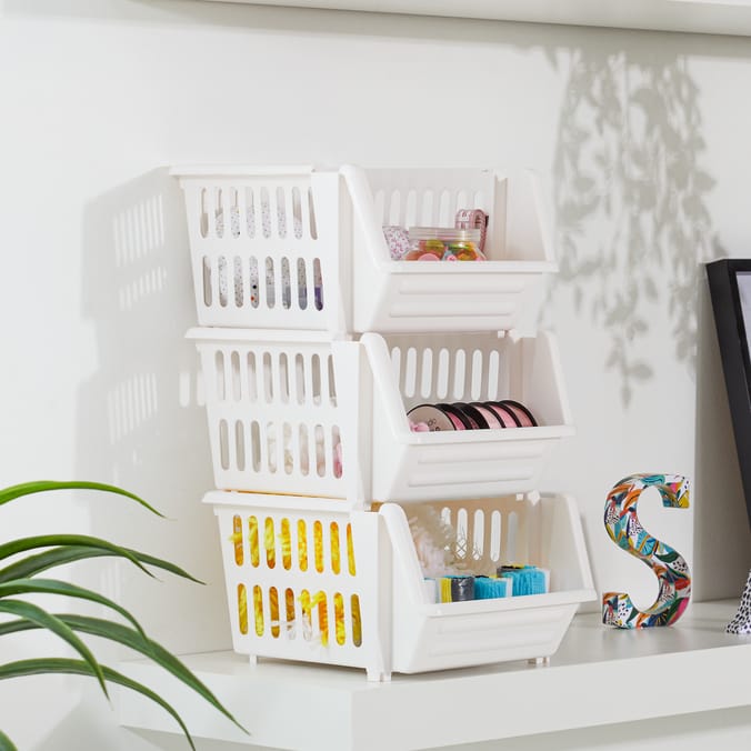 Utility 3 Tier Multi-Purposes Stackable Storage Baskets