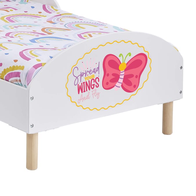 Liberty House Toys Kids White Toddler Bed – Spread Your Wings and Fly