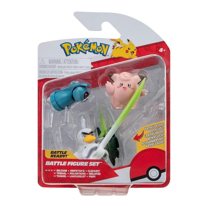  Pokémon Battle Figure 3 Pack - Beldum, Sirfetch'd & Clefairy