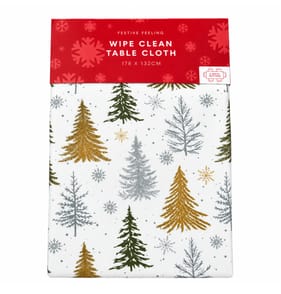  Festive Feeling Wipe Clean Table Cloth - Gold Christmas Tree  