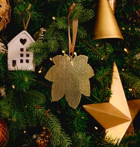 Winter Luxe Golden Acorn Leaf Christmas Decoration