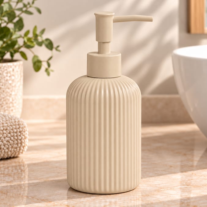 Ribbed Ceramic Soap Dispenser