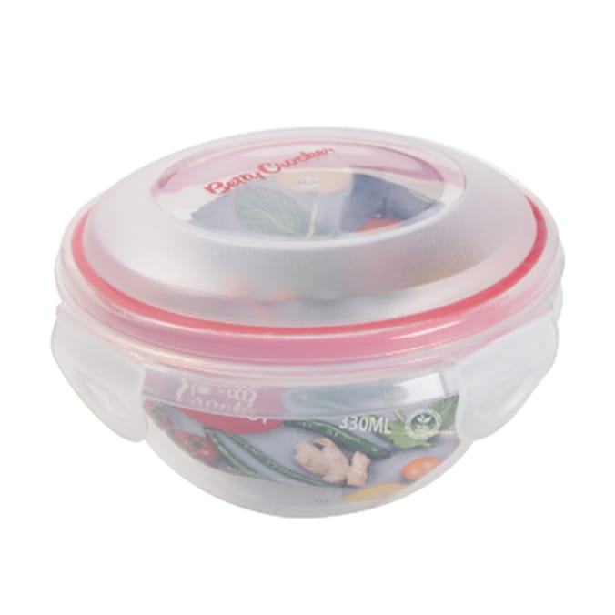 Betty Crocker 330ml Round Food Container Transparent & Red