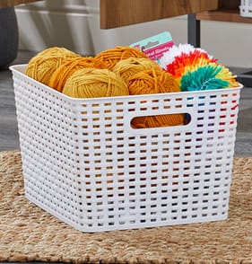 Utility Large Patterned Storage Basket - White