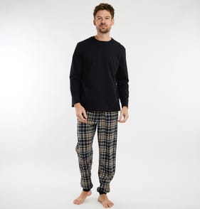 Originals Mens Black Flannel Pyjamas